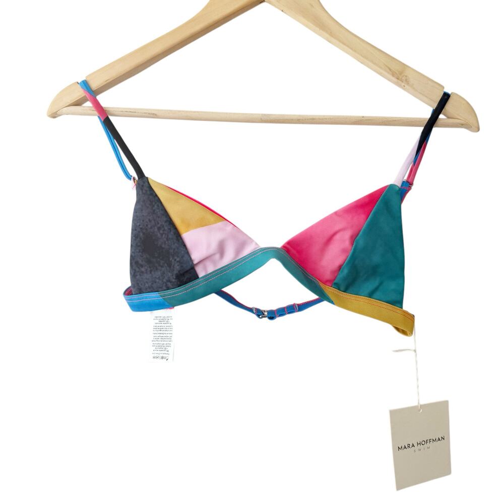 Mara Hoffman Astrid Multicolor UPF 50 Triangle Bikini Swimsuit Top Size Small